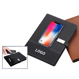 Venta al por mayor Business Gift A5 Notebook Power Bank Carga inalámbrica para empresas