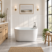 Baignoire autoportante ovale en acrylique blanc compacte de 1200 mm de style vintage avec siège, baignoire profonde classique pour adultes