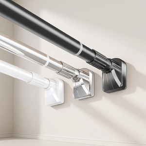 Tringle de douche antirouille sans perçage, <span class=keywords><strong>barre</strong></span> de tension métallique réglable avec poignée <span class=keywords><strong>à</strong></span> ressort <span class=keywords><strong>pour</strong></span> salle de bain - Product Image 1