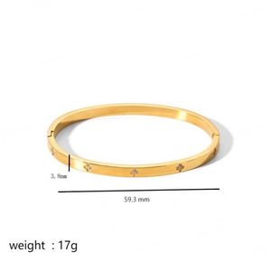 Pulseras y Brazaletes de Lujo al por Mayor de Acero Inoxidable 316L, Chapados en Oro de 14k y 18k, con Circonitas Cúbicas, de Diseñador, para Mujer - Product Image 5
