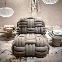 Fauteuil de salon moderne en tissu tressé Nordic Kintty Knot pour salon, chambre à coucher, fauteuil de détente