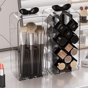 <b>Makeup</b> Organizer Storage <b>Box</b> With Partitions For Brushes Lipsticks Cosmetics Desktop Vanity Use Waterproof Clear Acrylic - Product Image 2