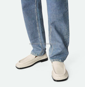 Unisex Women <strong>Men</strong> Intrecciato Woven Square Toe New With Tags Genuine Leather Dress Shoes for <strong>Men</strong> Shiny Leather White Daddy <strong>Loafer</strong> - Product Image 2