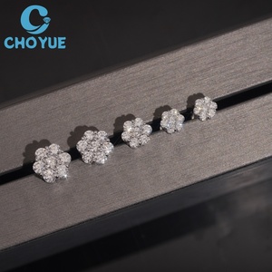 6-10.5mm Size Flower Lab Diamonds <b>Stud</b> Earrings Real 925 <b>Silver</b> Gold Plated Claw Setting Luxury Screw Back <b>Stud</b> Earring Jewelry - Product Image 4