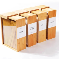 Caja de almacenamiento de madera de diseño moderno, Dispensador de plástico Pp rectangular para organizar avena, cereales, otros alimentos, cocina