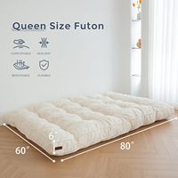 Sofá de 6 "colchón futón de tamaño completo, sofá cama futón con mechones, colchón de suelo extra grueso para adultos, relleno de espuma triturada