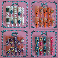 Ongles artificiels en acrylique 100 % faits à la main pour femmes, forme amande, couvrance totale, personnalisés 3D, vente en gros, à presser