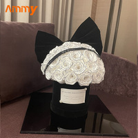 AM-PFE50 Ammy Eternal Rose Naturelle Véritable Éternelle Préservée en Boîte Cadeau Acrylique Tête de Champignon Décoration de Noël