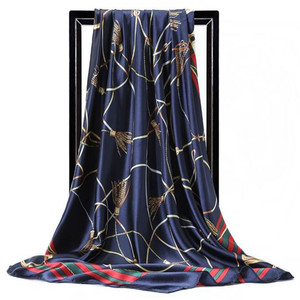 <strong>Scarves</strong> <strong>for</strong> <strong>Women</strong> Fashion Striped Print Silk Satin Chiffon <strong>Scarf</strong> 90cm Luxury Brand Design Square Shawls Muslim Hijab Scarfs - Product Image 1