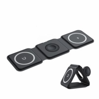 Support de chargeur sans fil magnétique 3 en 1 pliable station de charge rapide 15w chargeur sans fil portable pour iphone pour airpods