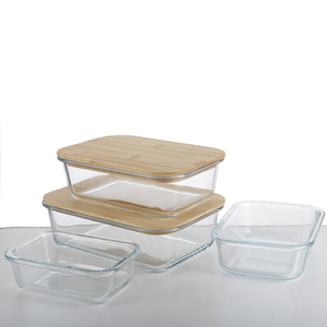 Haute Borosilicate Verre <span class=keywords><strong>Bambou</strong></span> Bois Couvercle Frais Boîte À Lunch Ensemble Bol <span class=keywords><strong>En</strong></span> Verre Micro-ondes Spécial Scellé Boîte À Lunch - Product Image 3