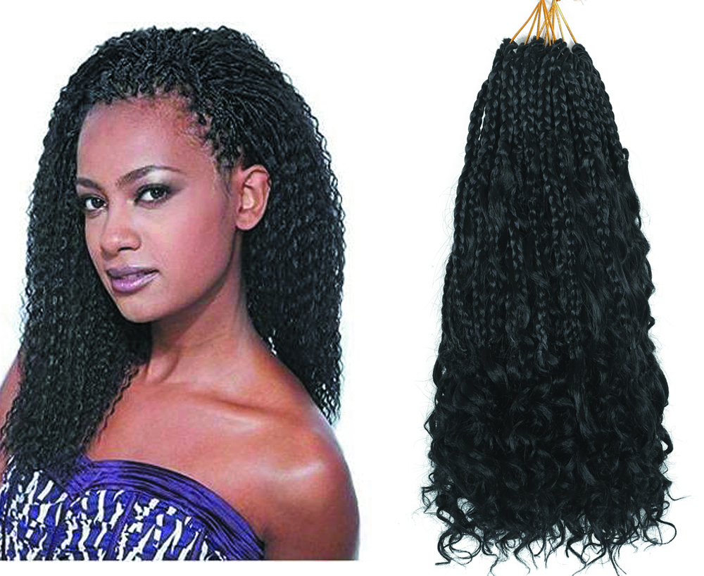 Cheveux au crochet 14 pouces jumbo Déesse Boîte Tresses Cheveux au crochet avec extrémités bouclées Cheveux au crochet Tresses