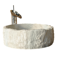 Marbre blanc jazz naturel coupe entière forme ronde pierre blanche évier pierre hôtel salle de bain double vanité lavabo à main