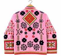 Blouson Bomber Rose Velours Premium Fait Main pour Femme, Style Ethnique Bohème, Séchage Rapide, Respirant, Hiver, Manches Longues, Vente en Gros B2B