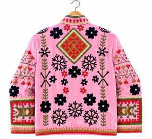 Premium Pink <b>Velvet</b> Handmade Bomber <b>Jacket</b> <b>Women</b> Ethnic Boho Quick Dry Breathable Winter Full Sleeve B2B Wholesale - Product Image 3
