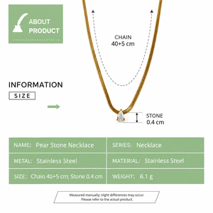 Collier pendentif chaîne serpent plaqué or 14 carats pour femme avec zircon cubique taille poire, design minimaliste pour un usage quotidien - Product Image 2