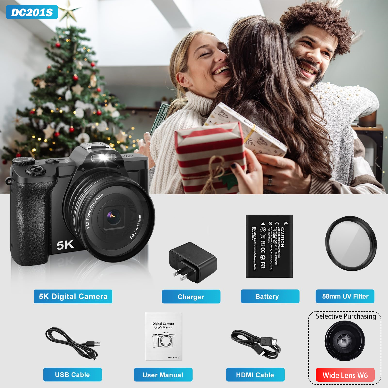 DC201 48MP 5K Digital Camera with WIFI | 3.5-inch Screen, Video