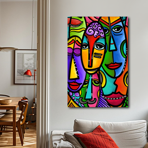 Stampa digitale di arte decorazione per la casa con facce astratte moderne stampate su tela ad acquerello - Product Image 2