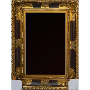 Luxury Antique Baroque Europe Style Engraved Rectangle Ornate Shabby Baroque Golden Painting Frame