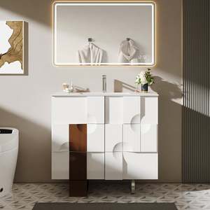 Armoire de salle de bain en acier inoxydable 304 de conception haut de gamme vanités anti-rouille personnalisées de haute qualité résistantes à l'eau - Product Image 1