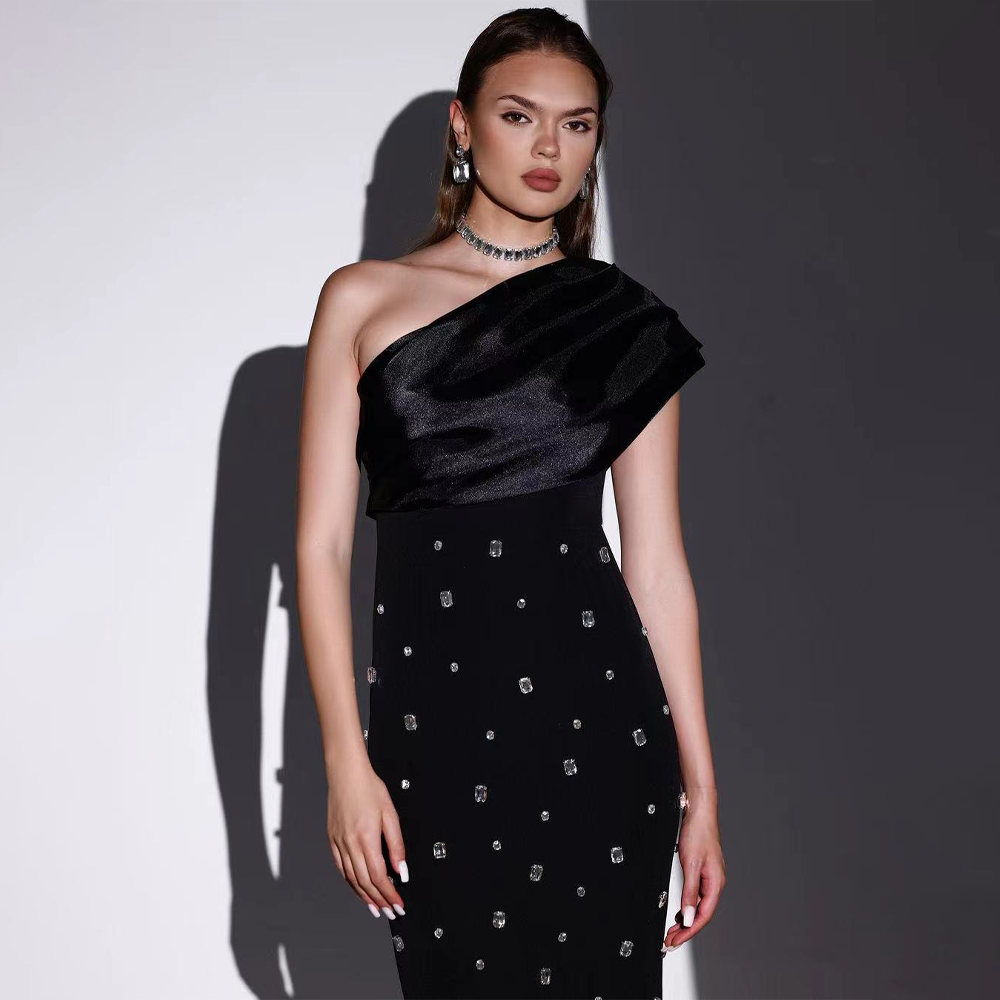 formal stitched dresses chiffon satin waist cinching sequin stitched evening gown an