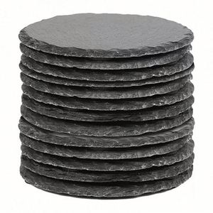 Wholesale Eco-Friendly Black Non-Slip <b>4</b>-7mm Thickness Slate Coasters Bulk <b>Set</b> Holder Square Custom Diameter Laser Engraving - Product Image 1