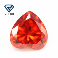 5A Kelas 3*3mm-12*12Mm Oranye/Oranye Merah Hati Potong Batu Permata Zirkonia Kubik Potongan Segi Sintetis Bentuk Hati Batu Zirkonia CZ