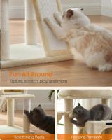 Arbre à chat Starmon, tour à chat, condo multi-niveaux avec perchoir élargi, poteaux à gratter et rampe, hamac pour chat