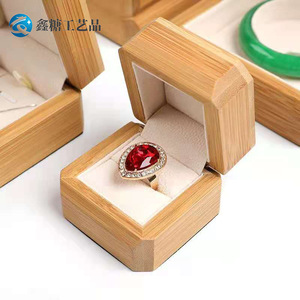 Wooden Jewelry Box <b>Ring</b> <b>Storage</b> Elegant Rectangle 6x6x4.7cm Gift Packaging - Product Image 4