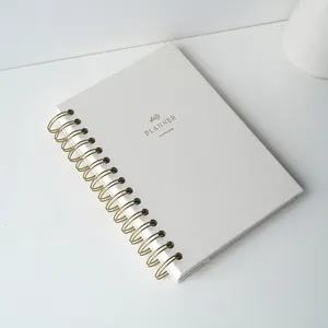 Wholesale Custom High Quality Linen Logo Diary Spiral Printed Journal Hard Cover Strawberry Goose Planner