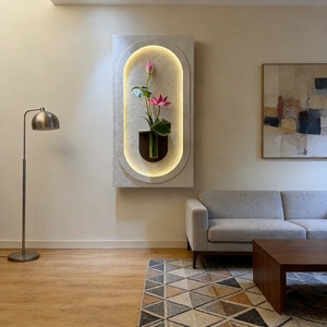 Pintura Decorativa de Relieve Geométrico 3D Hecha a Mano al por Mayor, Pintura Decorativa para Porche, Pintura de Piedra Arenisca con Motivos Vegetales, Decoración del Hogar, Arte Mural Personalizado - Product Image 4