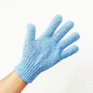 Venta al por mayor de guantes de baño de cinco dedos personalizados para hombres y mujeres para exfoliar el cuerpo y frotar en la ducha en casa - Product Image 4