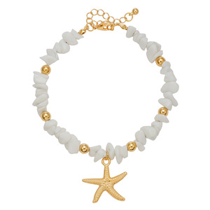 Tobillera de Concha Blanca con Dije de Estrella de Mar Dorada Ajustable para Mujer, Joyería de Moda Estilo Playa - Product Image 5