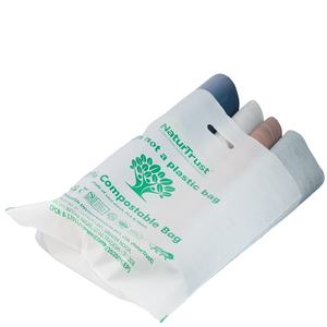 Sacs à provisions recyclés indiens en plastique d'amidon de maïs à deux poignées avec sac du marché d'approvisionnement en vrac EN13432 fabriqué en Inde - Product Image 3