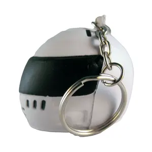 Groothandel Custom Pu Ballen Speelgoed Anti Stress Gedrukt Black Crash Helm Reliever Sleutelhanger Speelgoed Bal Schuim Met Logo Voor Promotie