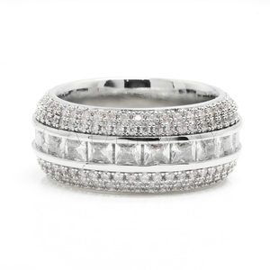 Anéis de Casamento Masculinos em Prata Esterlina 925 com Design Hip Hop, Pavê de Moissanite VVS e Diamantes, Multi Camadas, Estilos Variados e Cravejados - Product Image 1