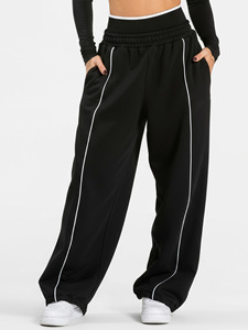 <span class=keywords><strong>Pantaloni</strong></span> Casual Neri da Donna con Strisce <span class=keywords><strong>Bianche</strong></span> <span class=keywords><strong>a</strong></span> Contrasto <span class=keywords><strong>Pantaloni</strong></span> Sportivi <span class=keywords><strong>a</strong></span> Gamba Larga con Elastico in Vita <span class=keywords><strong>Pantaloni</strong></span> Lunghi Ampi - Product Image 6