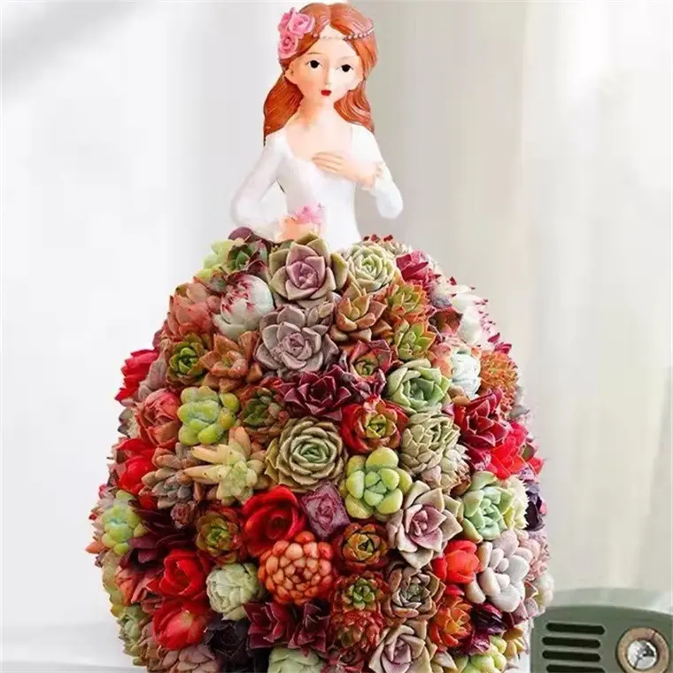 Креативная кованая железная полимерная юбка принцессы с цветами, подставка для украшения дома, мультяшная фигурка суккулента, горшки для растений