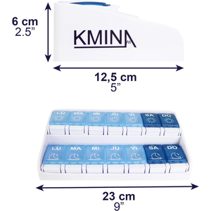 Organisateur de pilules hebdomadaire avec 2 compartiments pour usage domestique, grand organisateur de pilules hebdomadaire, KMINA K40054 - Product Image 3