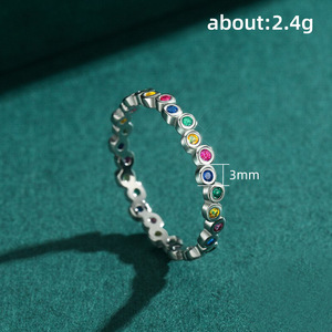 Anello Eternity F1621 in Argento 925 con Incastonatura a Castone e Pietre Multicolore, Unisex per Uso Quotidiano - Product Image 5