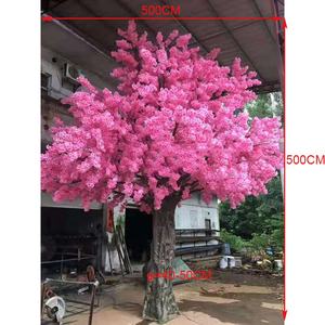 Su misura grande alta simulazione 500cm in fibra di vetro artificiale rosa scuro fiore di ciliegio albero durevole e realistico in vendita - Product Image 2
