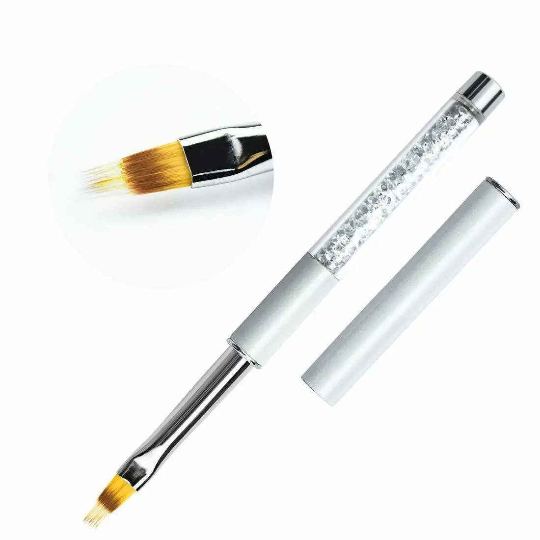 Gel Nail Art Gradient Ombre Painting Pen Drawing Brush - Rhinestone Handle Tool