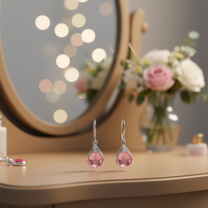 Orecchini Pendenti Rosa E2832 da Donna, in Lega con Incastonatura a Goccia, Gioielli Classici alla Moda - Product Image 2