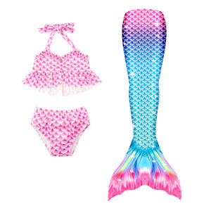 Ensemble trois pièces bikini queue de sirène pour filles avec coquillages, en mousseline dégradée, nouvelle collection, vente chaude transfrontalière - Product Image 5
