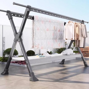 Tendedero de ropa de aleación de aluminio, de pie, plegable, vertical, móvil, de lujo ligero, para balcón. - Product Image 6