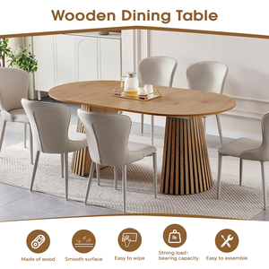 Table à manger ovale rustique de luxe <span class=keywords><strong>en</strong></span> chêne avec piétement <span class=keywords><strong>en</strong></span> bois et ensemble de chaises 2025 – Table extensible <span class=keywords><strong>en</strong></span> bois pour 6, 8 ou 10 personnes - Product Image 1