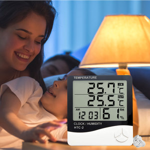 HTC-2 डिजिटल दोहरी टेम्प थर्मो-हाइग्रोमीटर-वाटरप्रूफ घरेलू तापमान और आर्द्रता मीटर सस्ता - Product Image 5