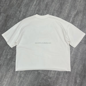 เสื้อยืดพิมพ์ลายกราฟิกสำหรับผู้ชายเสื้อโอเวอร์ไซส์ผ้าคอตตอนประดับพลอยเทียมสไตล์สตรีทแวร์คุณภาพสูงโชว์ไหล่ - Product Image 6