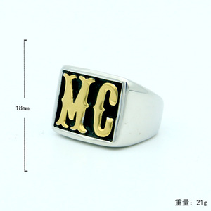Bague en Acier Titane pour Homme, Style Hip Hop, Personnalisée, Simple, Large, Lettres Anglaises, Punk, Moto - Product Image 3
