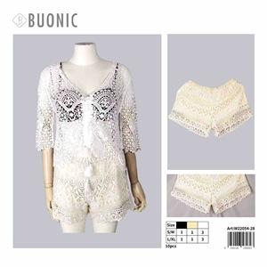Buonic Set copricostume estivo da spiaggia da donna, pantaloncini e top in pizzo bianco, taglie S M L XL, costume da bagno, outfit casual - Product Image 1
